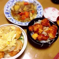 Snapdishの料理写真:カツ丼 ソースカツ丼 肉じゃが|まなみんさん