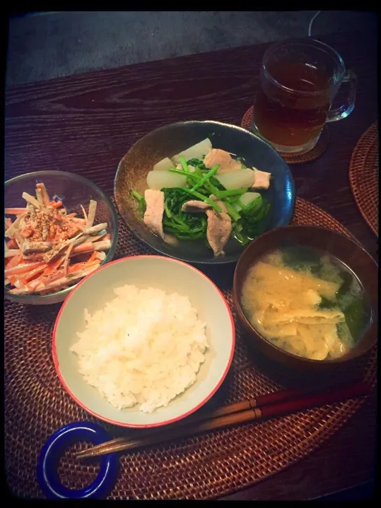 しょうが豚とかぶの煮びたし、ごぼうサラダ|ゆかぴさん