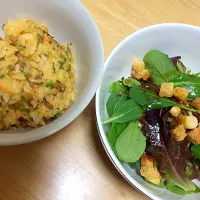 納豆キムチ炒飯 ＆ 豆腐サラダ|いのちい👑さん