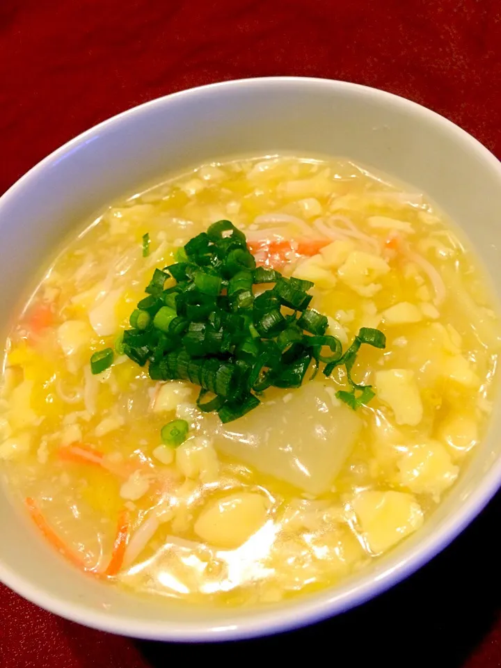 ともこちゃんの玉子豆腐とカニカマ使って簡単うまうまあんかけ白菜❤︎|まるまさん