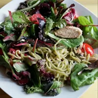 Snapdishの料理写真:Greek grilled chicken #salad with spinach pasta|Jessica Wallin Bowmanさん