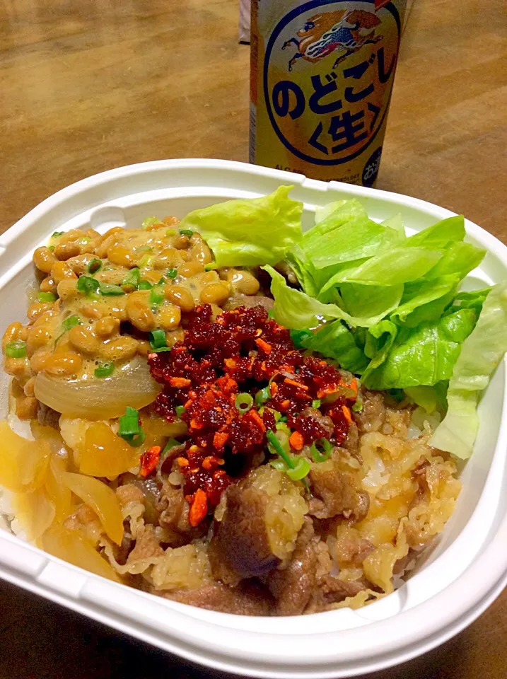 牛丼の納豆とラー油入り♫(^_^)v|Norio Fukudaさん