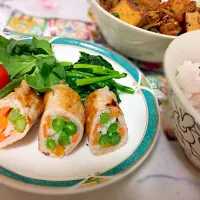 豚肉の野菜巻きの晩ご飯|やすさん