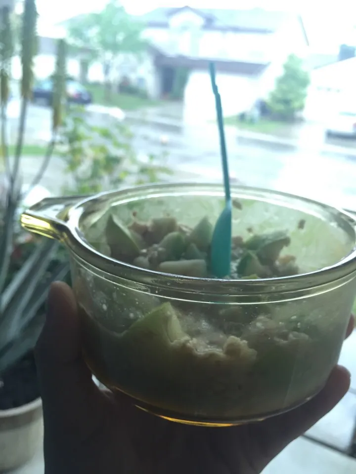 1/4 cup of oats and half of a green apple 😍|leslie portilloさん