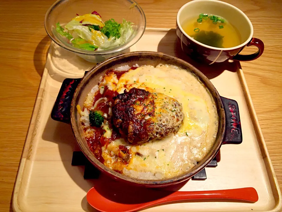 Hashed hand-kneaded hamburger & hashed Doria with carbonara sauce|Sky Blueさん