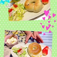 Snapdishの料理写真:べぇぐるサンde朝ごぱん♪|みぃオカンさん