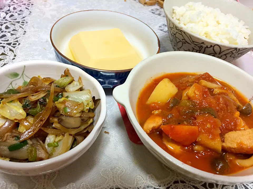 野菜炒めの晩ご飯|やすさん