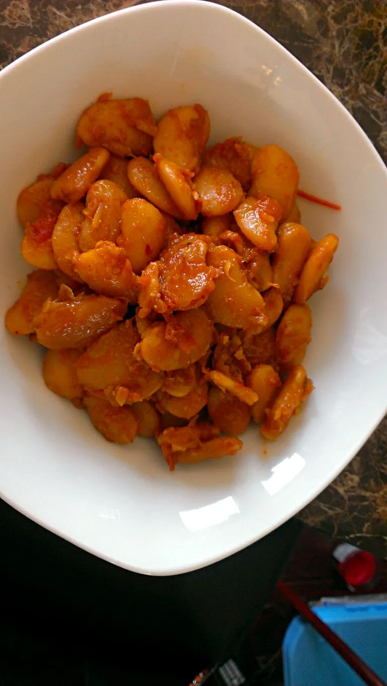 Homemade lima beans cooked in tomato sauce|paulaさん