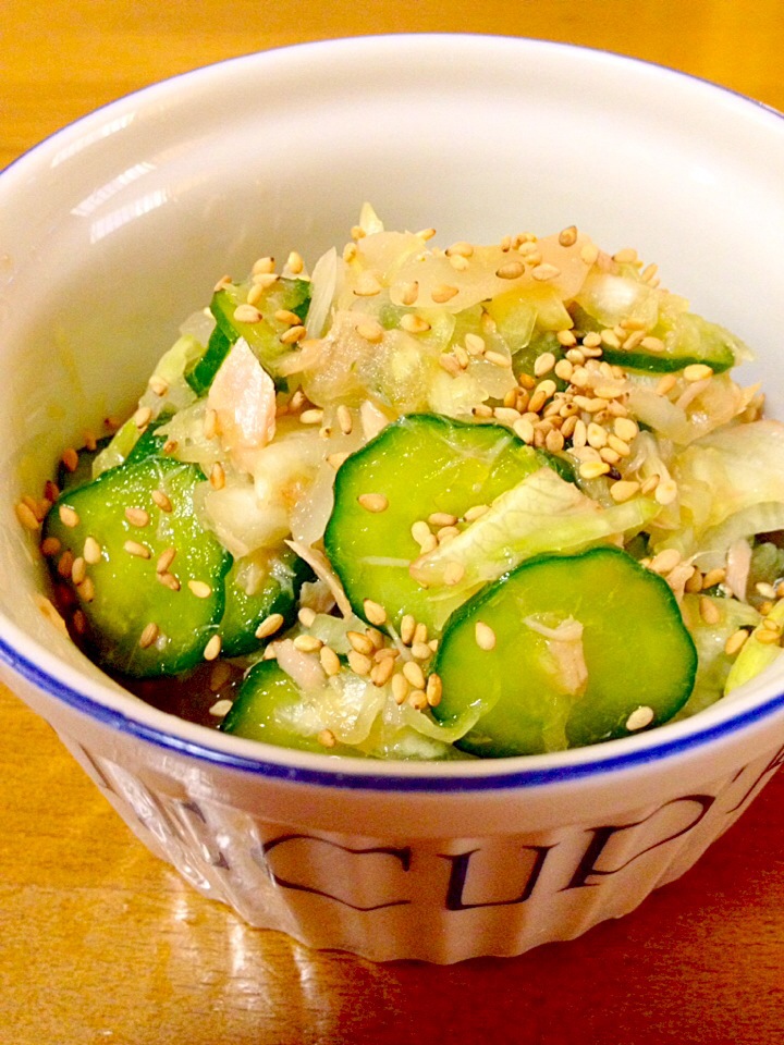 野菜たっぷり酢の物🍀鯖の水煮でね🐟