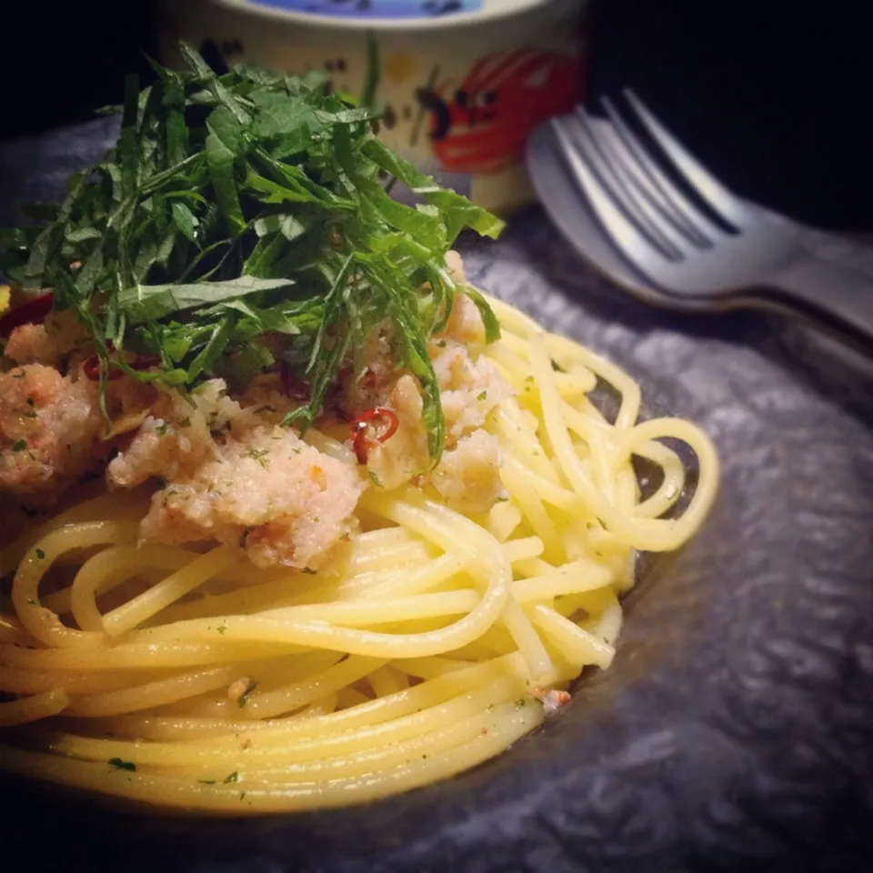 Snapdishの料理写真:Red snow crab flake pasta|nori.co.jpさん