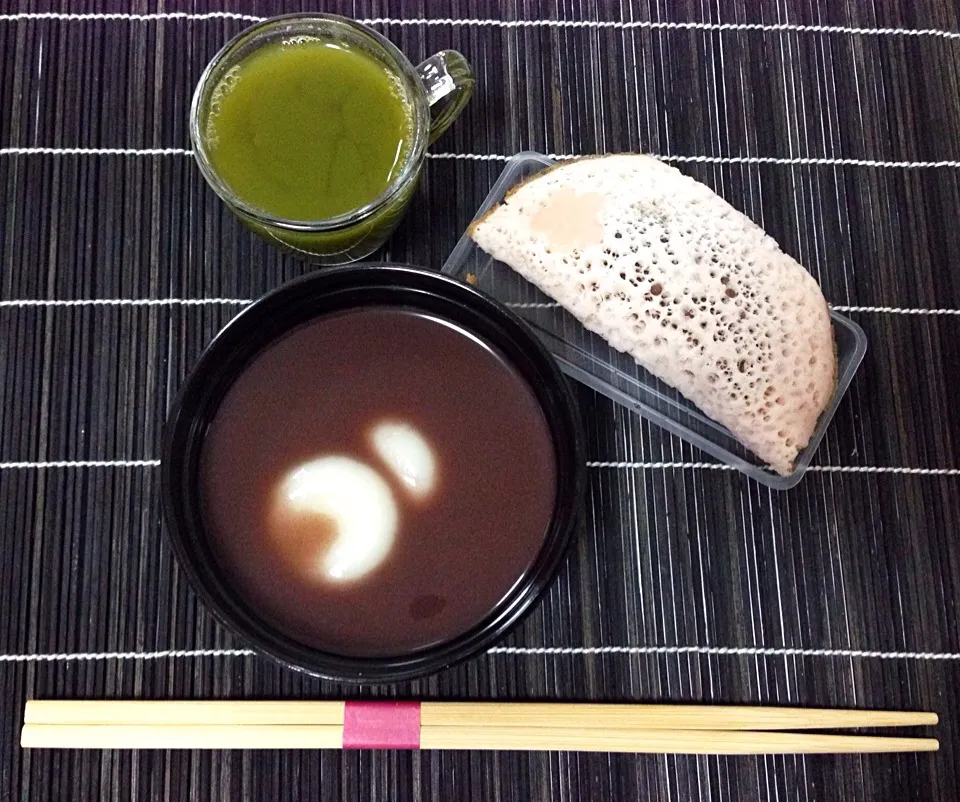 Snapdishの料理写真:ぜんざい, 桜ごろも, 抹茶|coxiella24さん