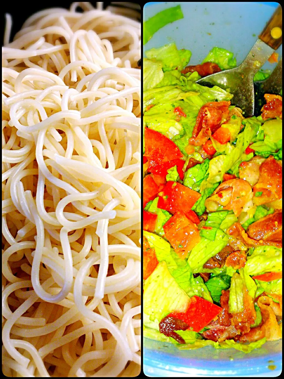 Spaghetti with bacon salad.|Emmelineさん