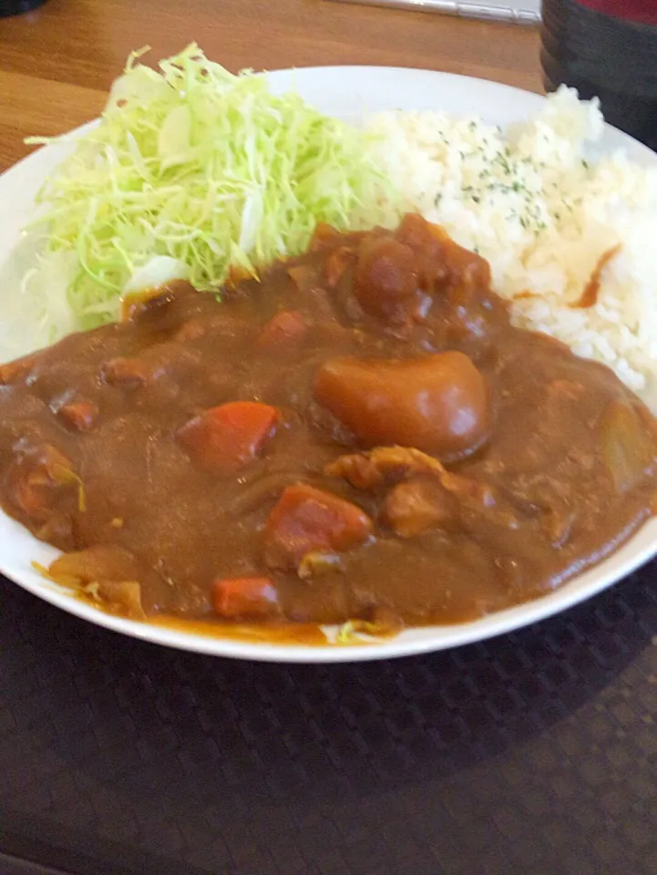 ともだち食堂 カレー小 350円。味噌汁おかわり自由安い！横須賀舟倉ZAP敷地内|yamaさん