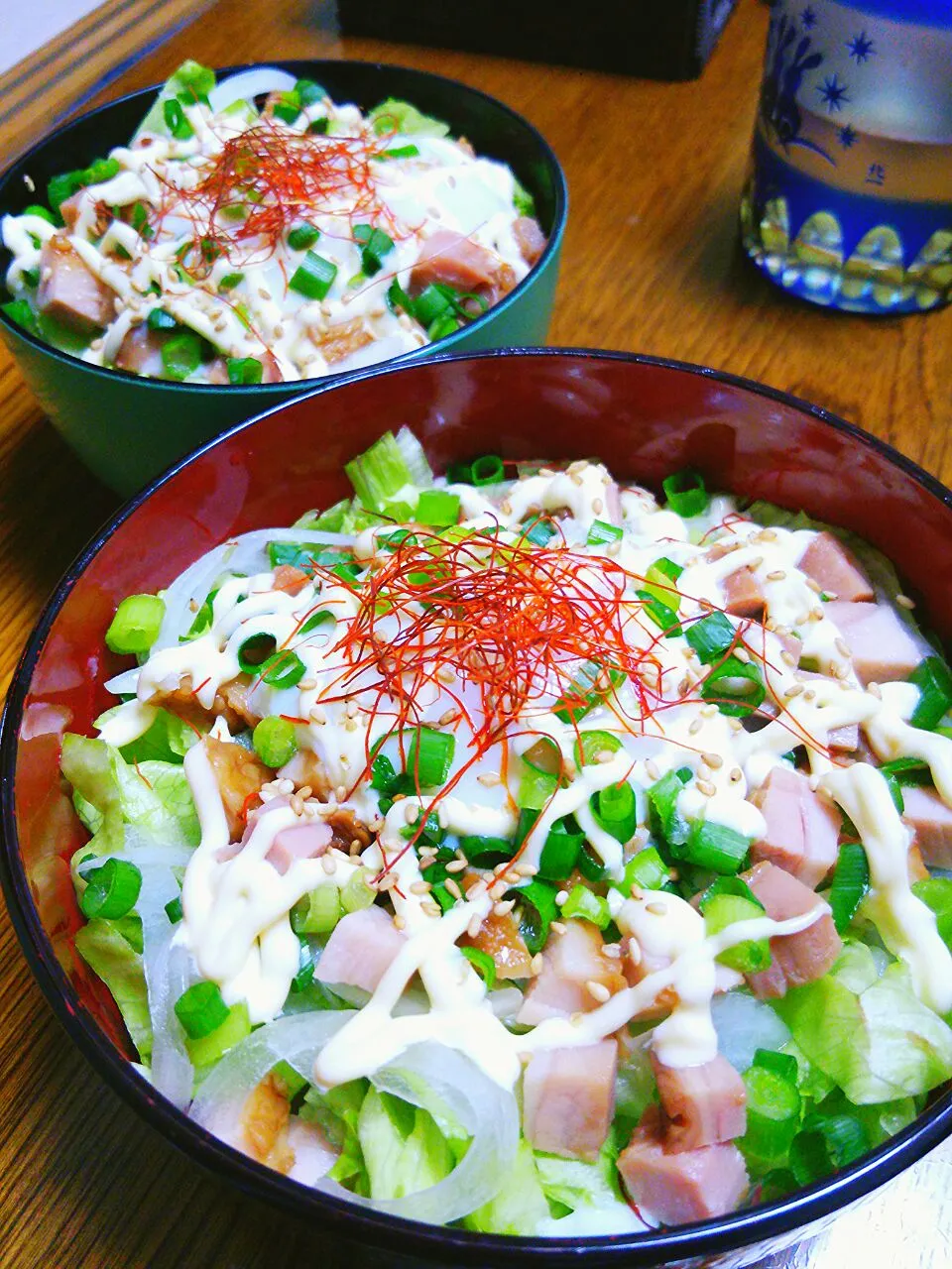 チャーシューの角切り丼。温玉のせ。|ちはるさん