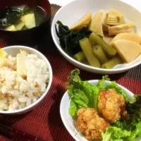 筍ご飯、蕗と筍、筍の皮のお味噌汁|スープさん