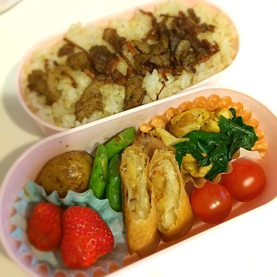 おはよーございます！中1お弁当。車麩ニラ炒めが意外と娘のお気に入り。|ayacoさん