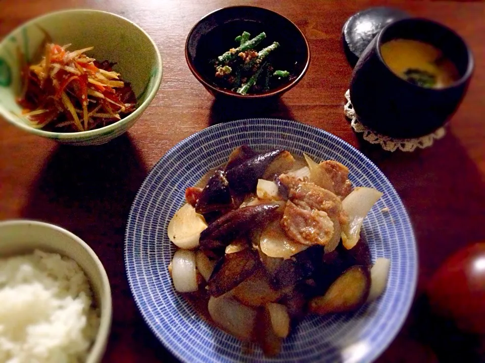 塩豚と茄子と新玉ねぎの生姜味噌炒め|noryさん