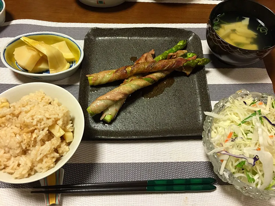 筍ご飯 肉巻アスパラ|愛ペガさん