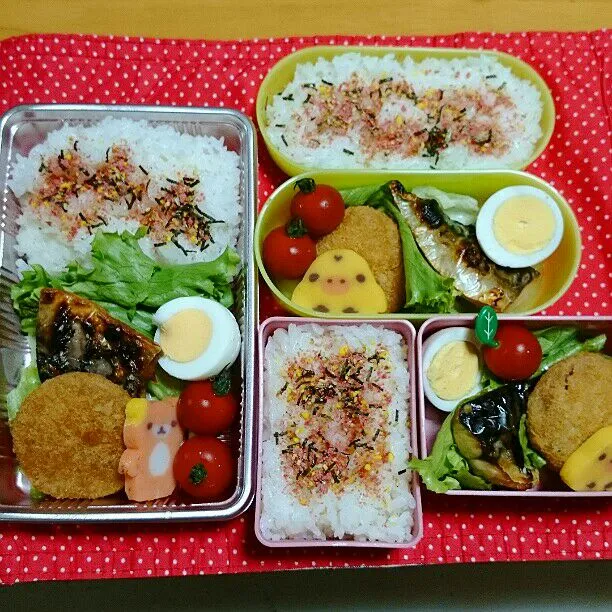 4/14(火)の三人弁当🍱|ふみぃさん