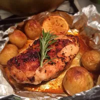 Grilled Rosemary chicken and potatoes