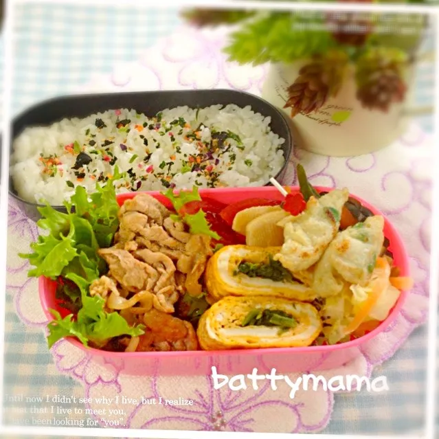 豚肉の生姜焼き弁当〜♡battymamaの節約しても美味しいお弁当♡|ばってぃーまま＠♪さん