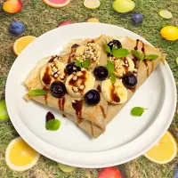 Banana and blueberry crepes