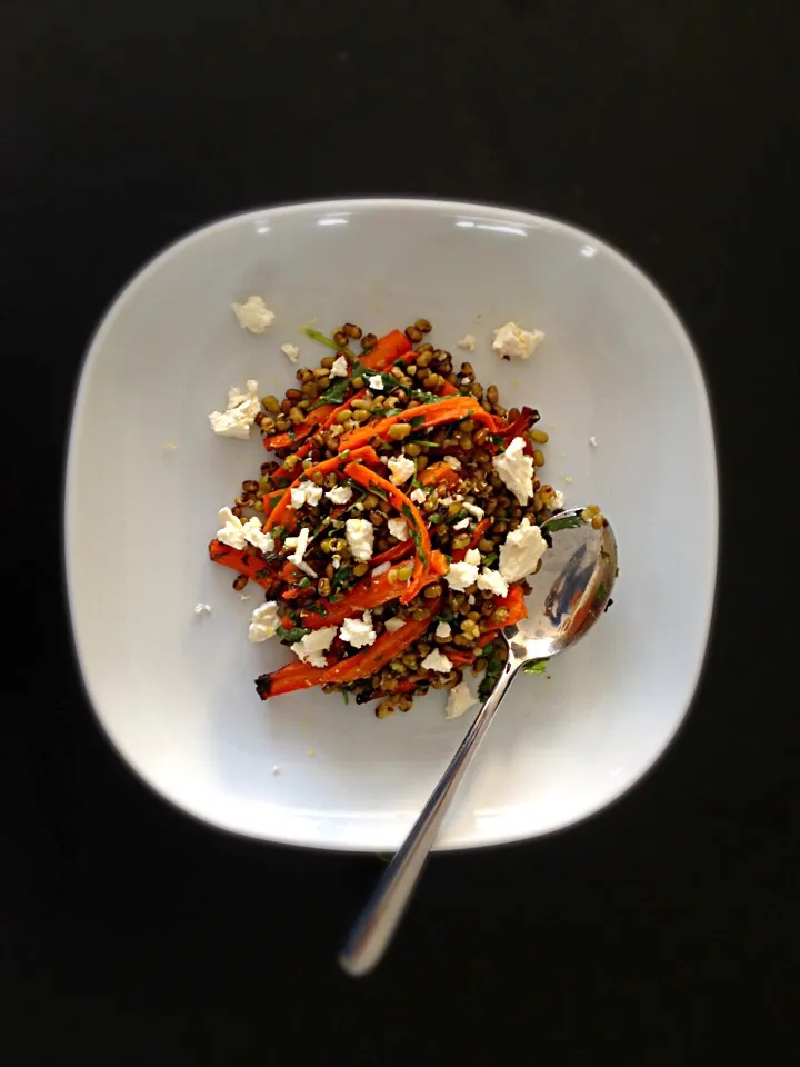 Lentil salad with spiced roasted carrots and feta|Liesbeth Maliepaardさん