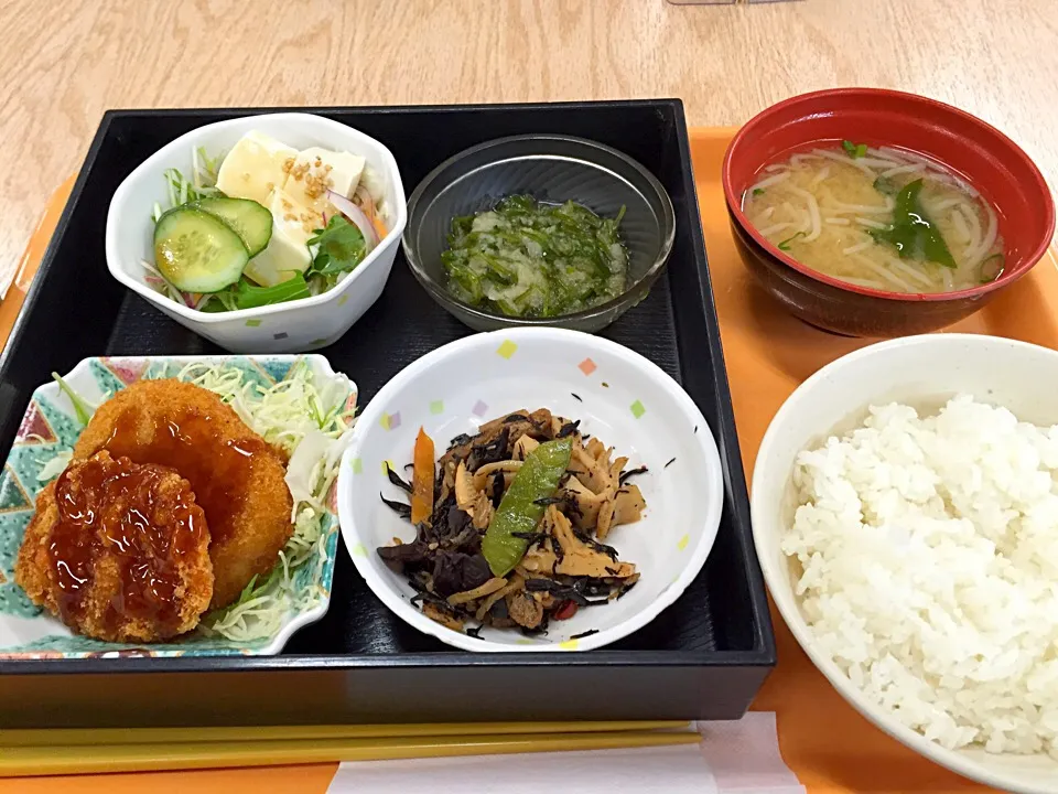 豚カツと野菜コロッケ(^O^)／|すかラインさん