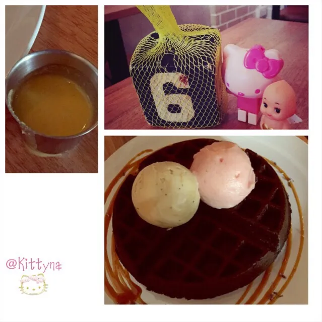 ♠️Gourmet Waffles,Banana Caramel Sorbet,Singapore Sling Sorbet &👍Salted Egg Yolk Sauce i 💗ice-creαm ⊚⃝⸜(ू๑›◡ु‹๑)🎀|🎀Kittyna🌸さん