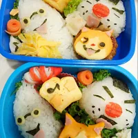 幼稚園組のお弁当#妖怪ウォッチ…ジバニャン&ウィスパー&おにぎりざむらい#|Nakkoさん