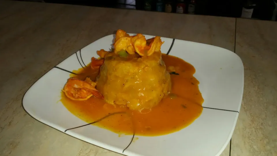 Mofogo stuff with shrimp.  Here in my island of Puerto Rico|Frank Ortizさん