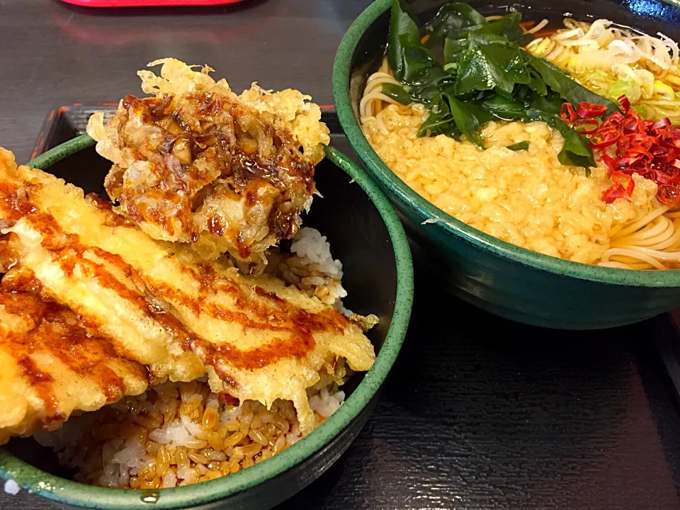 鶏舞茸天丼 そばセット|マハロ菊池さん