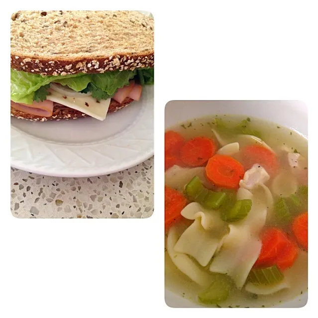 Perfect combo! Whole grain turkey sandwich/ chicken noodle soup|killyさん