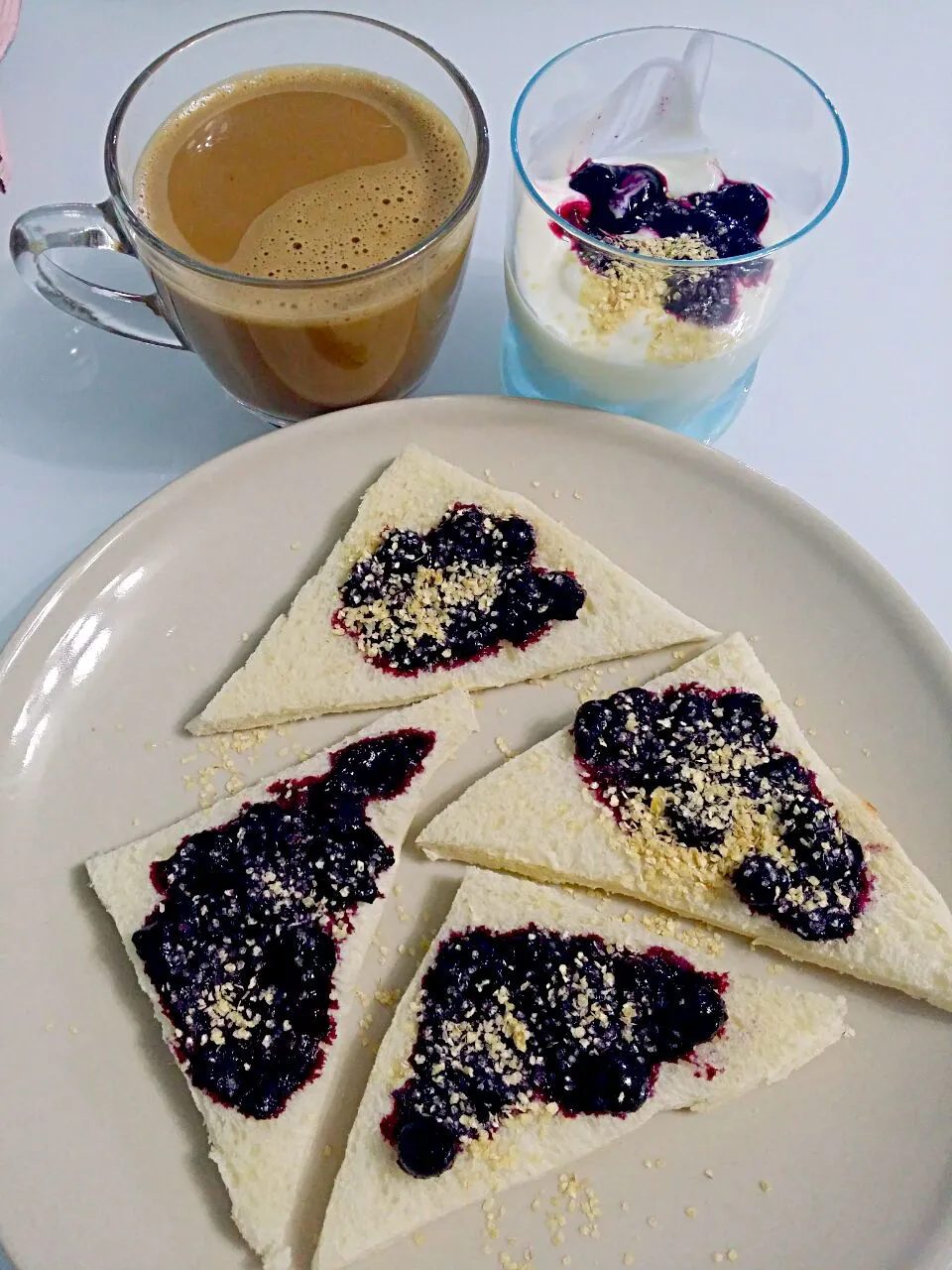 Fresh Blueberries Jam + Bread + Low Fat Yoghurt+ Coffee 💟💗ヽ(^。^)丿|🌷lynnlicious🌷さん