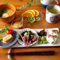 豆ごはんde朝ごはん😃🌷🍀