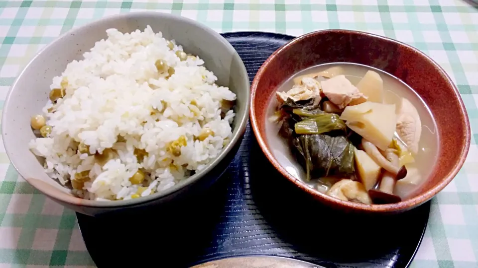 豆ご飯と竹の子・チンゲン菜のたき物✨|Syuichi Endohさん