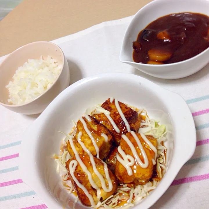 豆腐の照り焼き◇チキン入りなすシチュー|ほのかさん