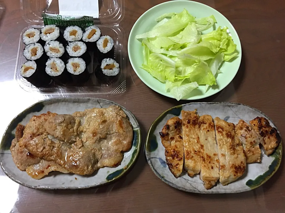 Today's dinner❗️しょがやき、めすやき、すし🎌🍗🍣|joさん