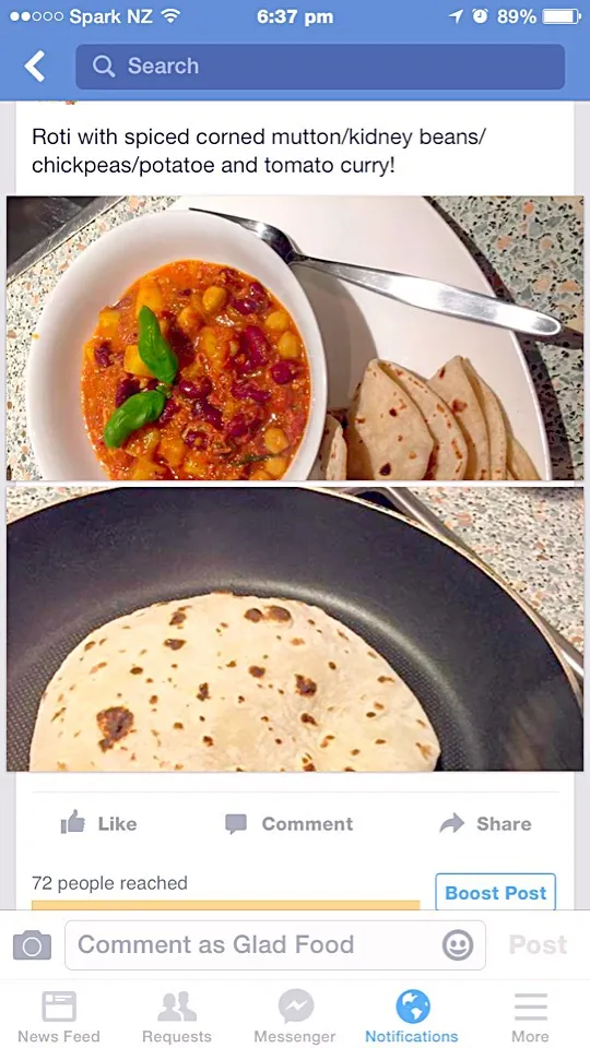 Roti served with beans in spicy sauce|Glad Narayanさん