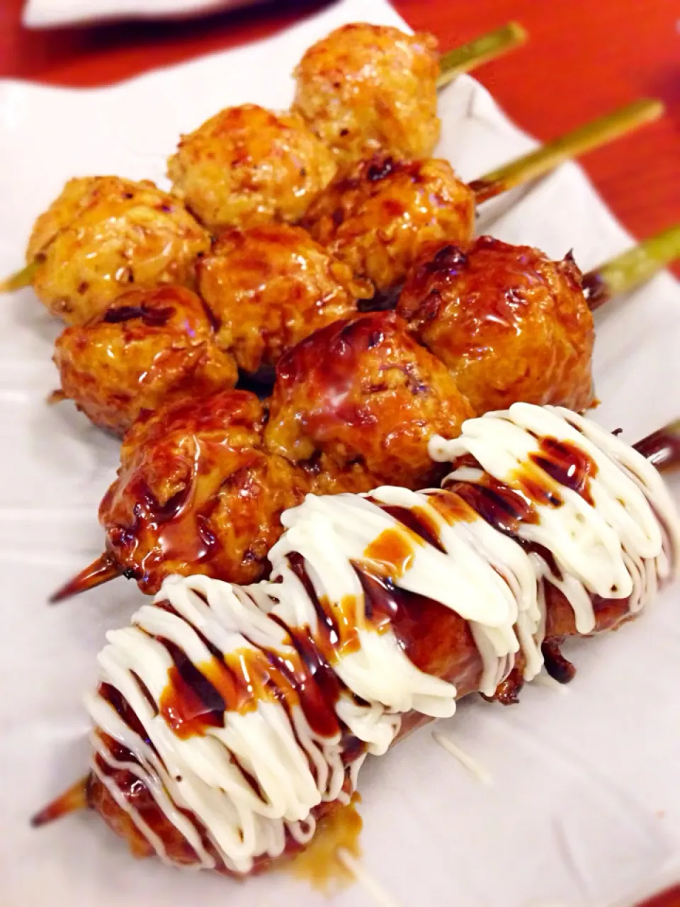 Tsukune - black pepper, teriyaki and mayo@Sumire Yakitori, Icon Village, Tanjong Pagar|coxiella24さん