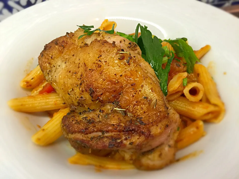 Skillet Red Wine Bell Pepper Sauce Penne with Cajun Chicken.|Colleen Teoさん