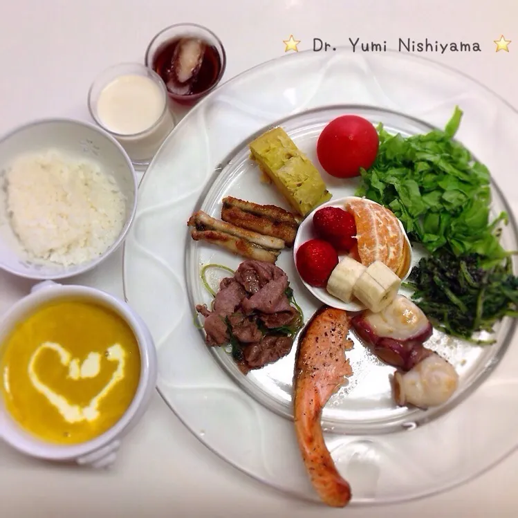 Snapdishの料理写真:今日の「ドクターにしやま由美式ダイエットプレート」のご紹介です‼️|ドクターにしやま由美式時計回りダイエットプレートさん