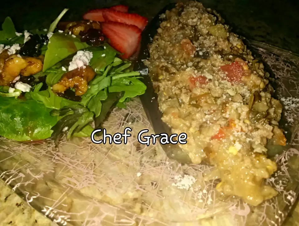 Snapdishの料理写真:Eggplant ground turkey and my secret ingredient salads|graceさん