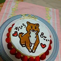 Snapdishの料理写真:誕生日ケーキ♪柴犬大好きな娘へ。
スフレチーズケーキ♪|Yoshikaさん