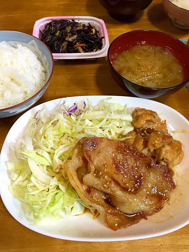 昨夜は、鶏と豚の生姜焼き(^O^)／|すかラインさん