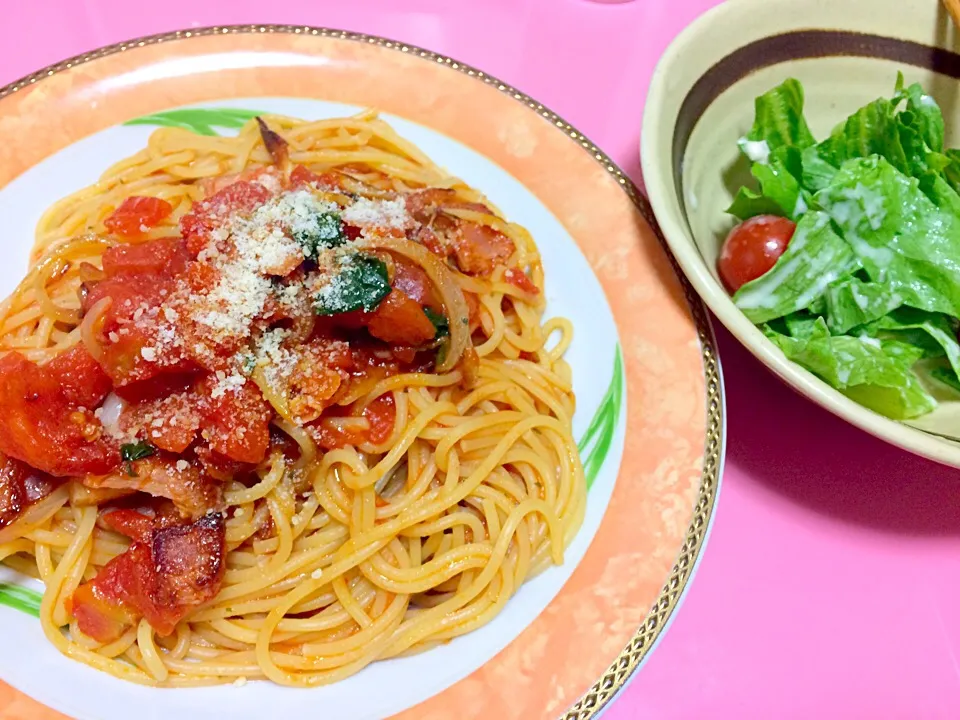 Snapdishの料理写真:ごろごろトマトソースパスタ|おまめさん