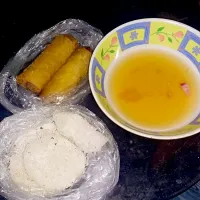 Snapdishの料理写真:lumpiang toge and palitaw|Rheena AnjOretteさん