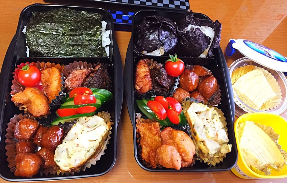 子供達のお弁当^ ^鯨、カジキ竜田揚げ、、さつま揚げ入り卵焼き^ ^ etc...|masasho's momさん