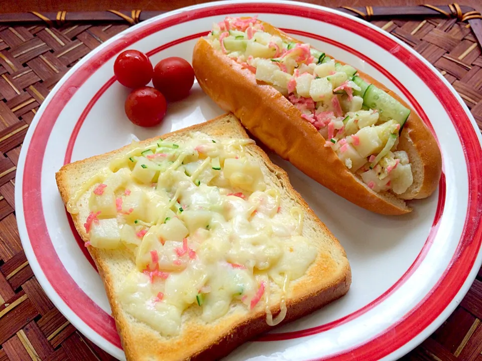 Potato Salad dog&Toast😋ﾎﾟﾃｻﾗﾄﾞｯｸﾞ&ﾄｰｽﾄ for kids|🌈Ami🍻さん