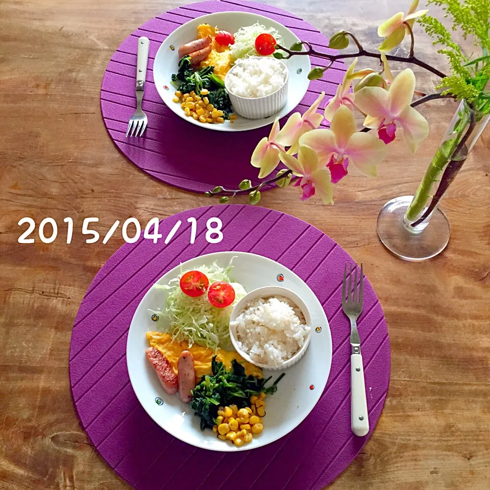 Snapdishの料理写真:朝ごはん 2015・4・18|ローゼルさん